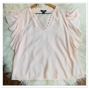 Paige Dewan Flutter Sleeve Top Button Front Pink Size Large